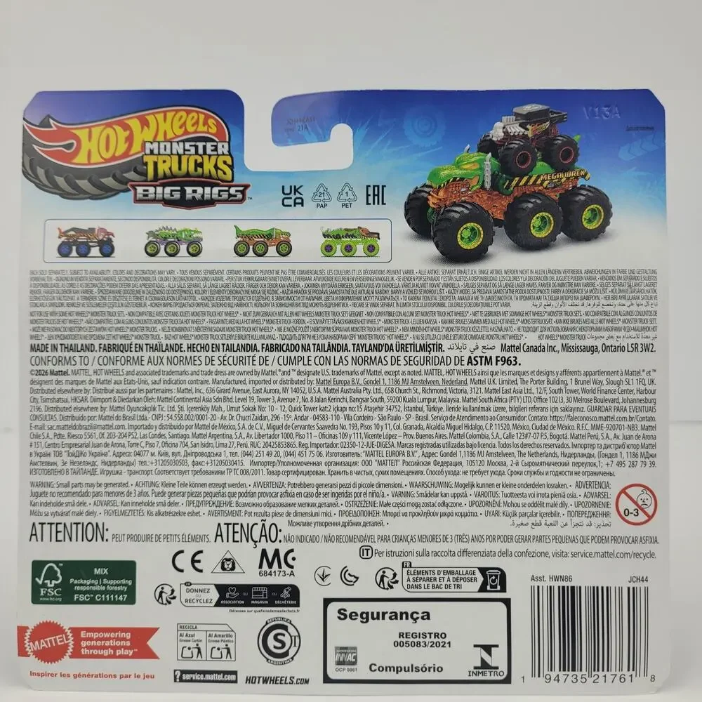 Hot Wheels Monster Trucks Big Rigs Mega-Wrex 6 Wheel 1:64 Diecast Tow Truck